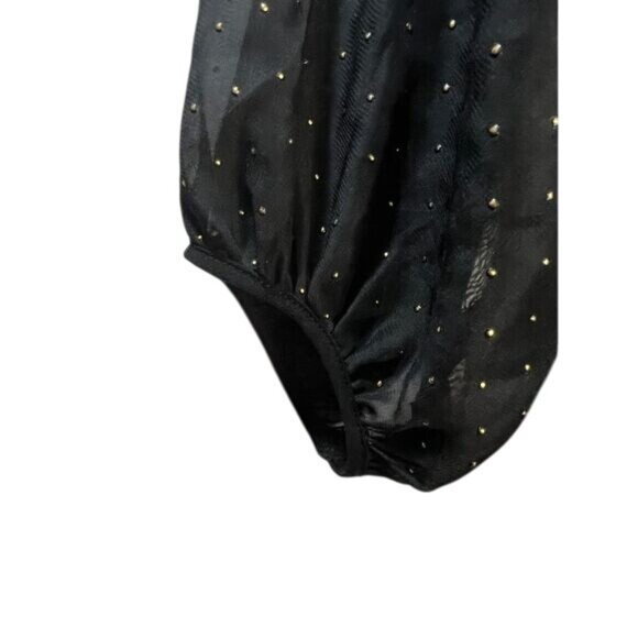 Zara Black Mesh Puffed Sleeves Top XS NWOT - Picture 5 of 7